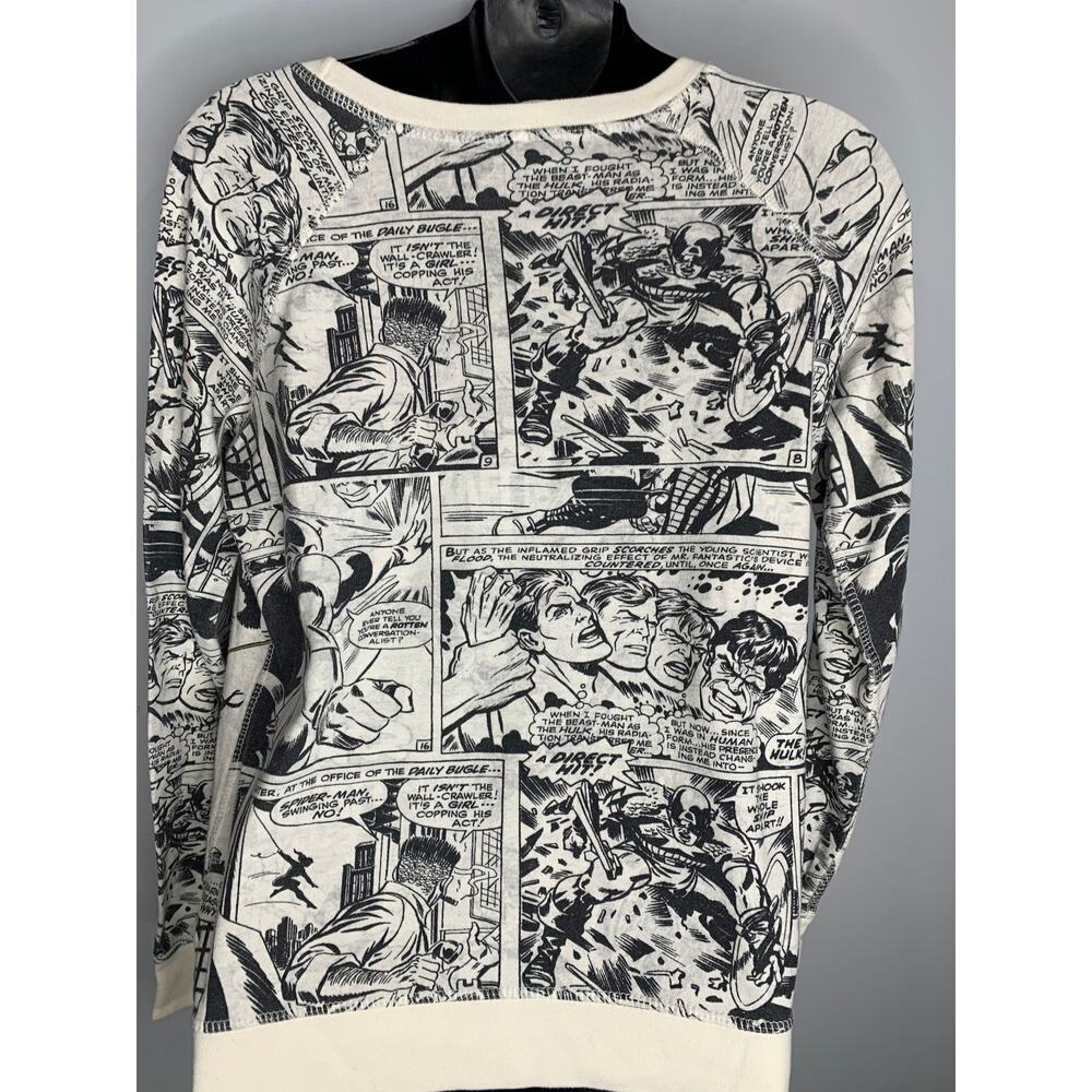 Marvel Reversible Pullover Comic Strip Design Crew Neck Women's Medium - Picture 6 of 8